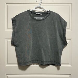 Grey ZARA Boxy Cropped Muscle Tee, Size Large